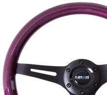 Load image into Gallery viewer, NRG Classic Wood Grain Steering Wheel (350mm) Purple Pearl/Flake Paint w/Black 3-Spoke Center - Side View