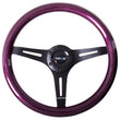 Load image into Gallery viewer, NRG Classic Wood Grain Steering Wheel (350mm) Purple Pearl/Flake Paint w/Black 3-Spoke Center - Detail View