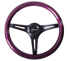 Load image into Gallery viewer, NRG Classic Wood Grain Steering Wheel (350mm) Purple Pearl/Flake Paint w/Black 3-Spoke Center - Detail View