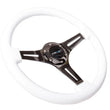 Load image into Gallery viewer, NRG Classic Wood Grain Steering Wheel (350mm) White Paint Grip w/Black 3-Spoke Center - Side View