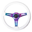 Load image into Gallery viewer, NRG Classic Wood Grain Steering Wheel (350mm) White Paint Grip w/Neochrome 3-Spoke Center - Main Product View