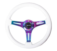 Load image into Gallery viewer, NRG Classic Wood Grain Steering Wheel (350mm) White Paint Grip w/Neochrome 3-Spoke Center - Main Product View