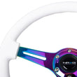 Load image into Gallery viewer, NRG Classic Wood Grain Steering Wheel (350mm) White Paint Grip w/Neochrome 3-Spoke Center - Side View