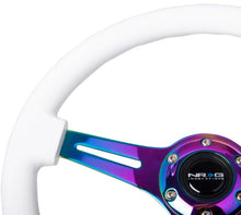 Load image into Gallery viewer, NRG Classic Wood Grain Steering Wheel (350mm) White Paint Grip w/Neochrome 3-Spoke Center - Side View