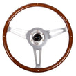 Load image into Gallery viewer, NRG Classic Wood Grain Steering Wheel (365mm) Wood w/Metal Inserts &amp; Brushed Alum. 3-Spoke Center - Main Product View