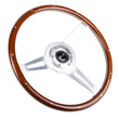 Load image into Gallery viewer, NRG Classic Wood Grain Steering Wheel (365mm) Wood w/Metal Inserts &amp; Brushed Alum. 3-Spoke Center - Side View