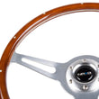 Load image into Gallery viewer, NRG Classic Wood Grain Steering Wheel (365mm) Wood w/Metal Inserts &amp; Brushed Alum. 3-Spoke Center - Detail View