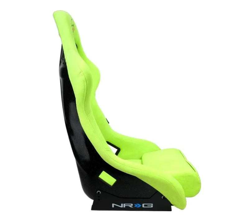 NRG FRP Bucket Seat PRISMA Edition - Large (Neon Green Alcantara/ Pearlized Back) - Side View