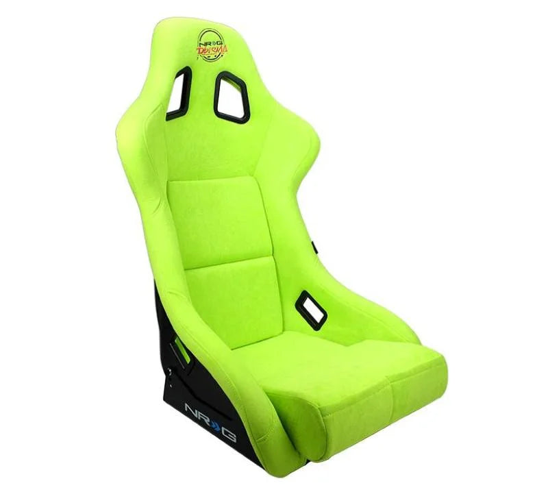 NRG FRP Bucket Seat PRISMA Edition - Large (Neon Green Alcantara/ Pearlized Back) - Back View