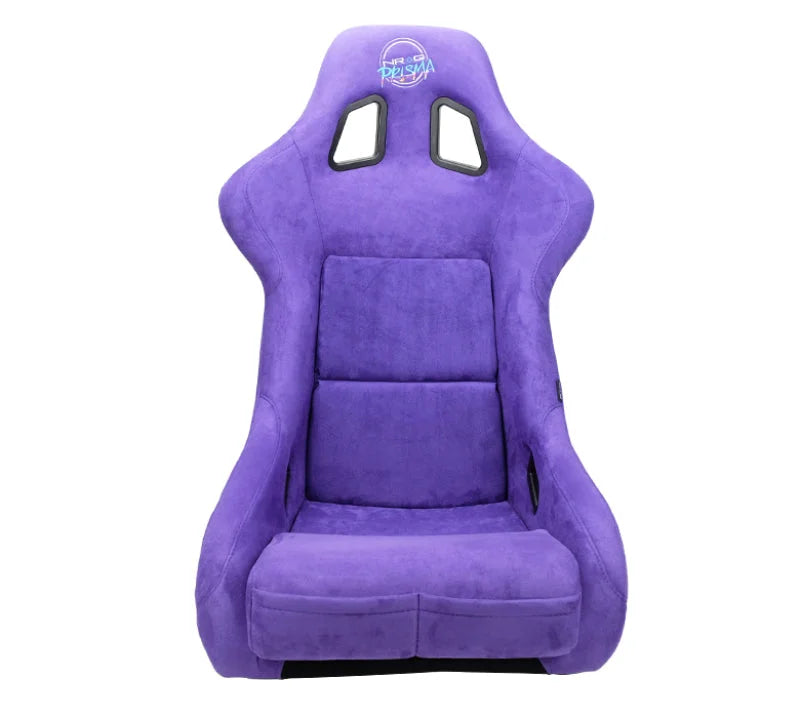 NRG FRP Bucket Seat PRISMA Edition W/ pearlized Back Purple Alcantara - Large - Installation View