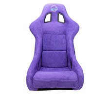 Load image into Gallery viewer, NRG FRP Bucket Seat PRISMA Edition W/ pearlized Back Purple Alcantara - Large - Installation View