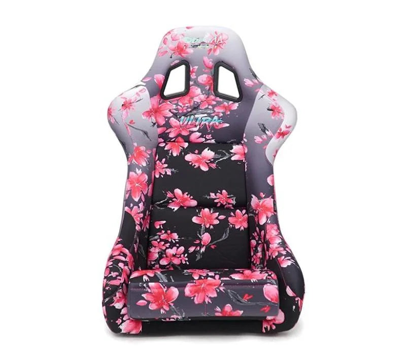 NRG FRP Bucket Seat PRISMA Japanese Cherry Blossom Edition W/ Pink Pearlized Back - Medium - Installation View