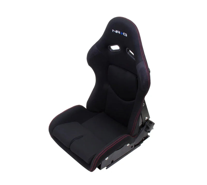 NRG FRP Bucket Seat - Reclinable (Black Cloth w/Red Stiting) - Side View