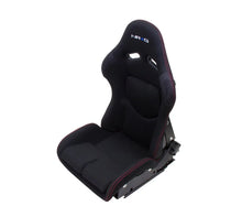 Load image into Gallery viewer, NRG FRP Bucket Seat - Reclinable (Black Cloth w/Red Stiting) - Side View