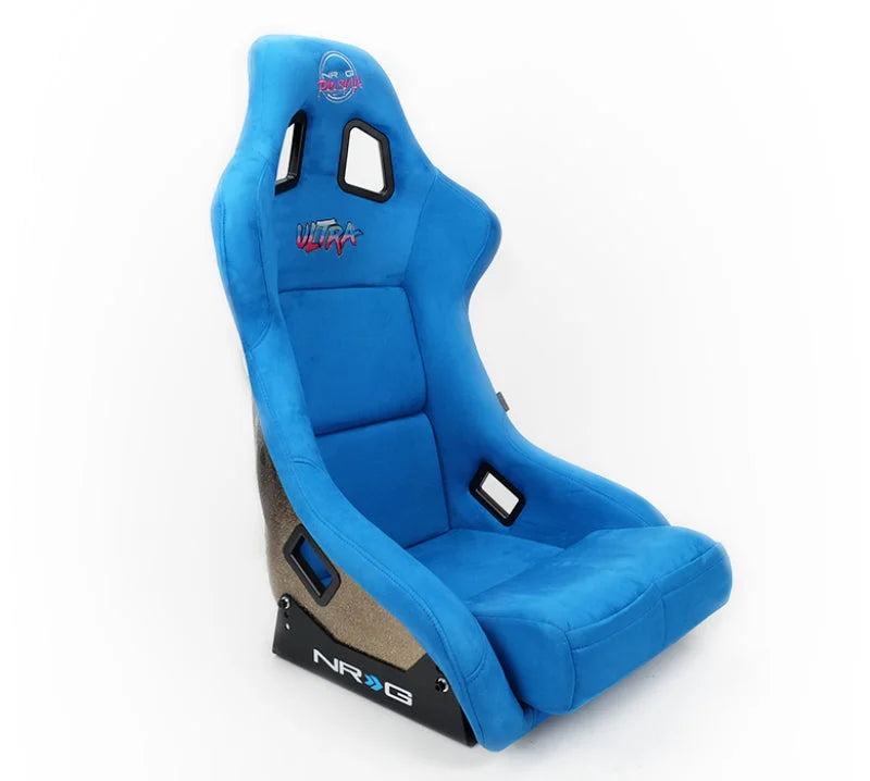 NRG FRP Bucket Seat ULTRA Edition - Large (Blue Alcantara/Gold Glitter Back) - Additional View 5