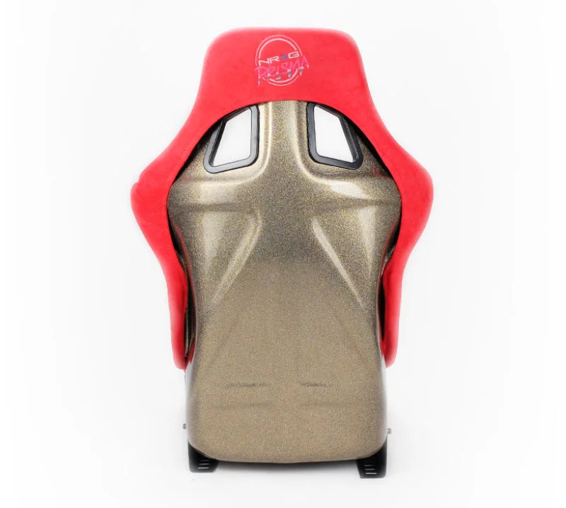 NRG FRP Bucket Seat ULTRA Edition - Large (Red Alcantara/Gold Glitter Back) - Back View
