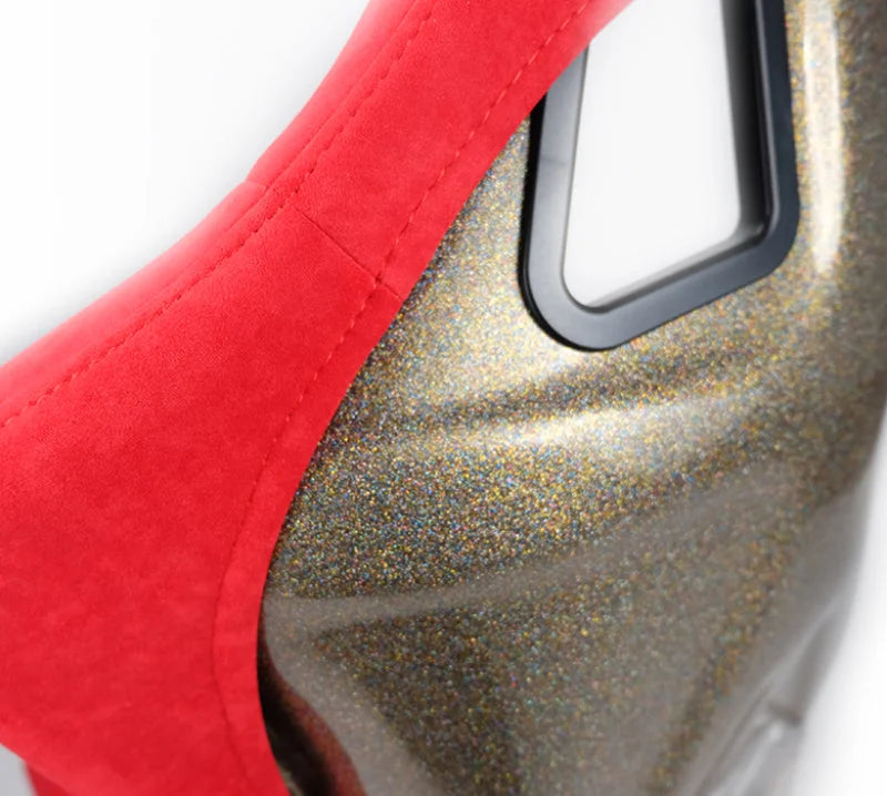 NRG FRP Bucket Seat ULTRA Edition - Large (Red Alcantara/Gold Glitter Back) - Additional View 5