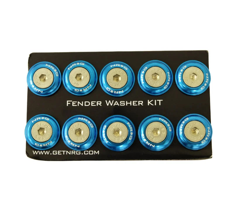 NRG Fender Washer Kit w/Rivets For Plastic (Blue) - Set of 10 - Side View
