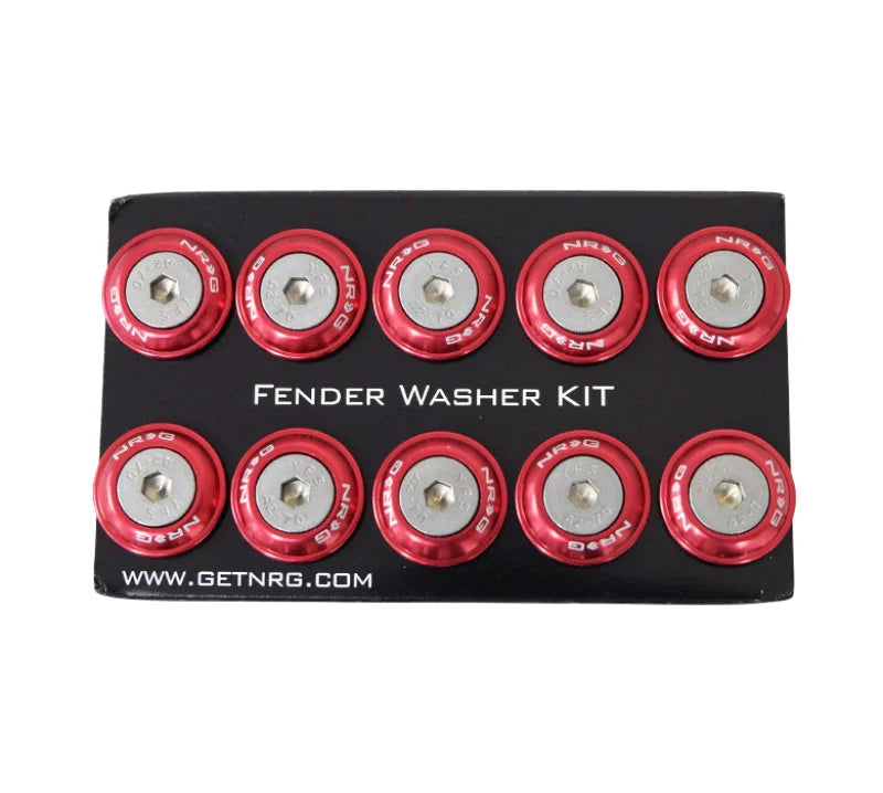 NRG Fender Washer Kit w/Rivets For Plastic (Red) - Set of 10 - Main Product View