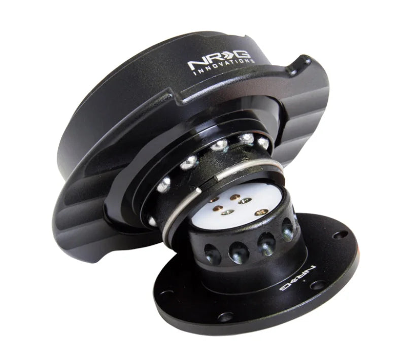 NRG Quick Release Kit Gen 2.5 - Black / Black Ring w/Finger Grooves - Side View