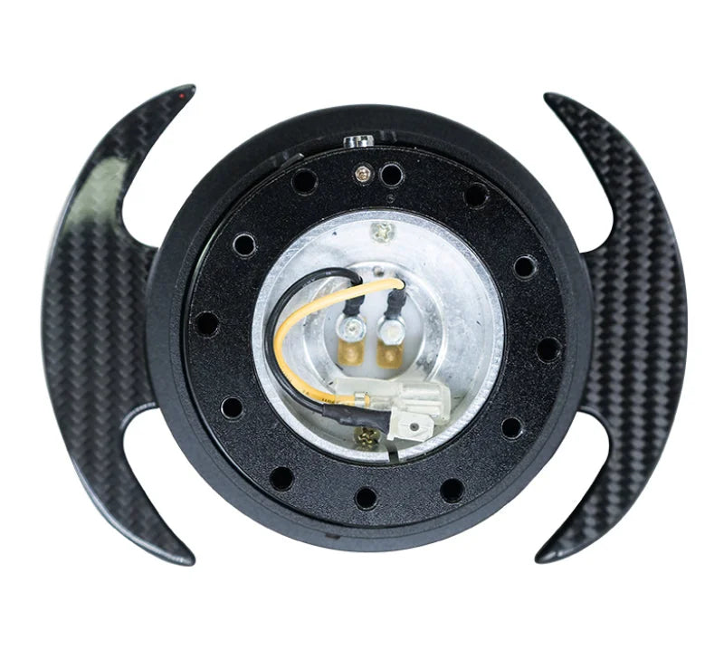 NRG Quick Release Kit Gen 3.0 - Black Body / Black Ring w/ Carbon Fiber Handles - Detail View