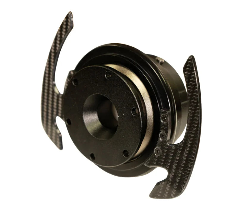 NRG Quick Release Kit Gen 4.0 - Black Body / Black Ring w/ CF Handles - Side View