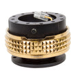 Load image into Gallery viewer, NRG Quick Release Kit - Pyramid Edition - Black Body / Chrome Gold Pyramid Ring - Side View