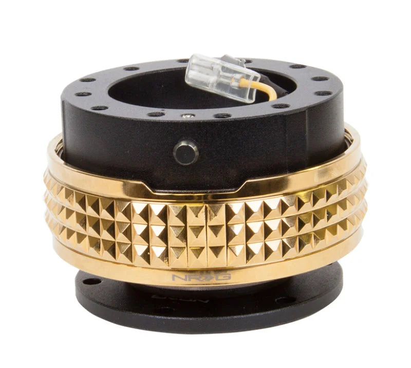 NRG Quick Release Kit - Pyramid Edition - Black Body / Chrome Gold Pyramid Ring - Side View