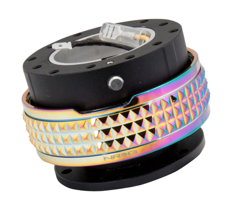 NRG Quick Release Kit - Pyramid Edition - Black Body / Neochrome Pyramid Ring - Side View