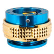 Load image into Gallery viewer, NRG Quick Release Kit - Pyramid Edition - Blue Body / Chrome Gold Pyramid Ring - Side View