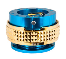 Load image into Gallery viewer, NRG Quick Release Kit - Pyramid Edition - Blue Body / Chrome Gold Pyramid Ring - Side View