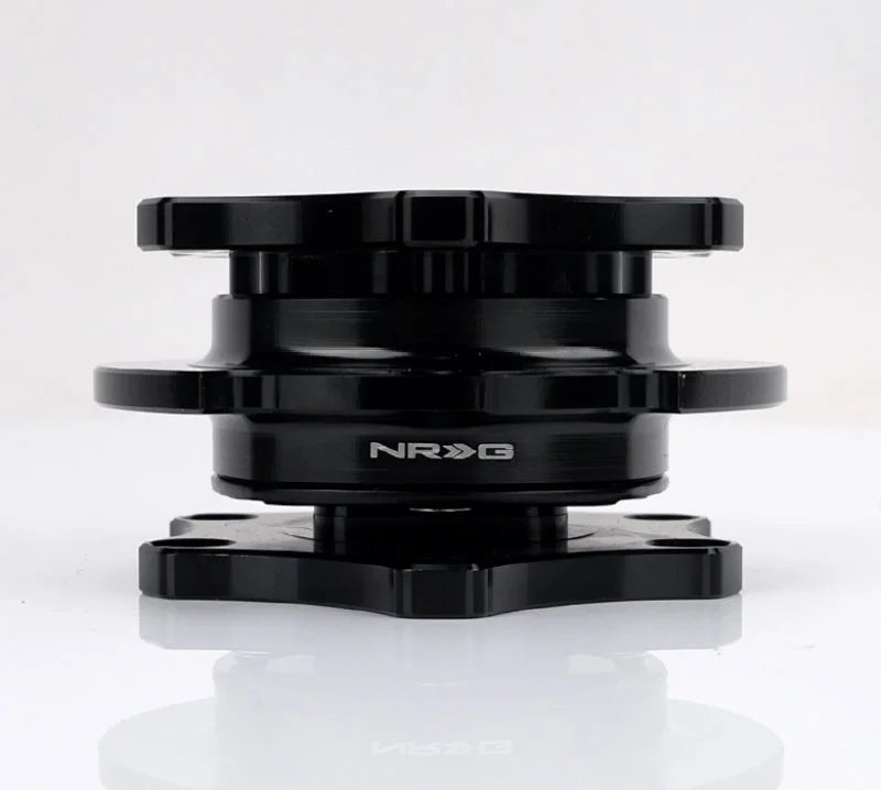 NRG Quick Release SFI SPEC 42.1 - Shiny Black Body / Shiny Black Ring - Side View