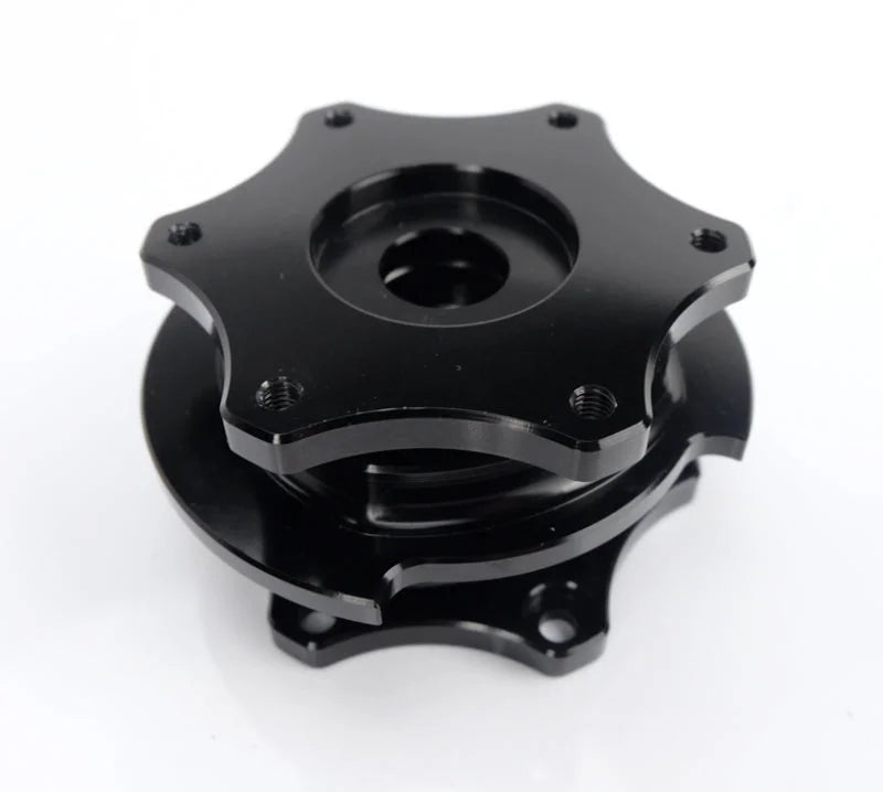 NRG Quick Release SFI SPEC 42.1 - Shiny Black Body / Shiny Black Ring - Detail View