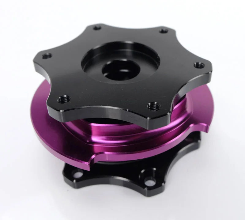 NRG Quick Release SFI SPEC 42.1 - Shiny Black Body / Shiny Purple Ring - Detail View