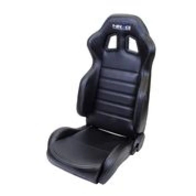 NRG Reclinable Sport Seats (Pair) PVC Leather w/NRG Logo - Black w/White Stitching - Main Product View