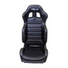 Load image into Gallery viewer, NRG Reclinable Sport Seats (Pair) PVC Leather w/NRG Logo - Black w/White Stitching - Side View