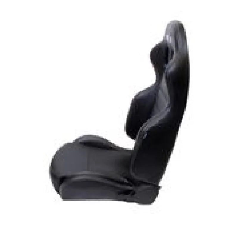 NRG Reclinable Sport Seats (Pair) PVC Leather w/NRG Logo - Black w/White Stitching - Installation View