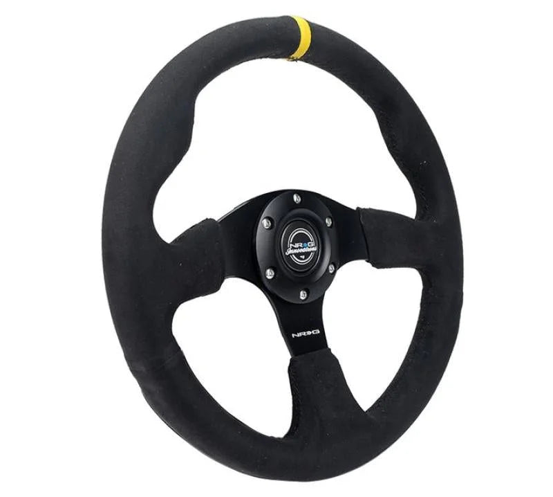 NRG Reinforced Steering Wheel (320mm) Alcantara Steering Wheel w/ Black Stitching - Side View