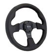 Load image into Gallery viewer, NRG Reinforced Steering Wheel (320mm) Black Leather w/Black Stitching - Side View