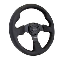 Load image into Gallery viewer, NRG Reinforced Steering Wheel (320mm) Black Leather w/Black Stitching - Side View