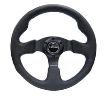 Load image into Gallery viewer, NRG Reinforced Steering Wheel (320mm) Black Leather w/Blue Stitching - Main Product View