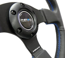 Load image into Gallery viewer, NRG Reinforced Steering Wheel (320mm) Black Leather w/Blue Stitching - Detail View