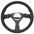 Load image into Gallery viewer, NRG Reinforced Steering Wheel (320mm) Blk Leather w/Dual Buttons - Side View