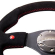 Load image into Gallery viewer, NRG Reinforced Steering Wheel (320mm) Blk Suede w/Dual Buttons - Side View