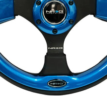 Load image into Gallery viewer, NRG Reinforced Steering Wheel (320mm) Blk w/Blue Trim - Main Product View