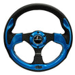 Load image into Gallery viewer, NRG Reinforced Steering Wheel (320mm) Blk w/Blue Trim - Side View