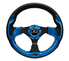 Load image into Gallery viewer, NRG Reinforced Steering Wheel (320mm) Blk w/Blue Trim - Side View
