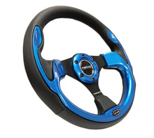 Load image into Gallery viewer, NRG Reinforced Steering Wheel (320mm) Blk w/Blue Trim - Back View