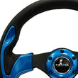Load image into Gallery viewer, NRG Reinforced Steering Wheel (320mm) Blk w/Blue Trim - Installation View