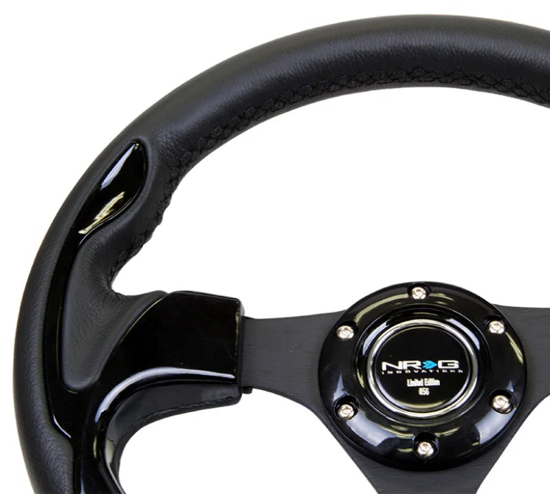 NRG Reinforced Steering Wheel (320mm) Blk w/Gloss Black Trim - Side View
